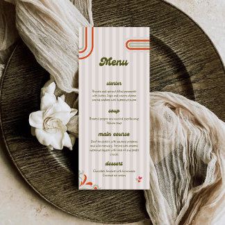 Brown & Green Retro Illustrated | Dinner Wedding Menu