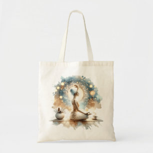 Brown Green Tote with Woman in Yoga Pose Bag