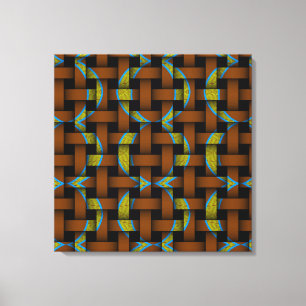 Brown Green Tribal Art Circle Pattern Weave Canvas Print