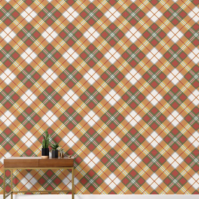 Brown Green White Checkers Wallpaper (Hallway)