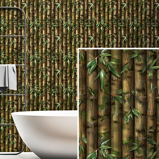 Brown Green with Leaves Bamboo Wall Fence (Creator Uploaded)