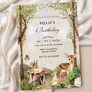 BROWN GREEN WOOD WILDLIFE NATURE Birthday Invitation