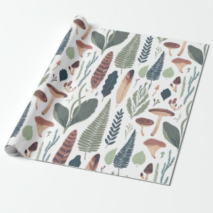 Brown & Green Woodland Foliage Patternn Wrapping Paper