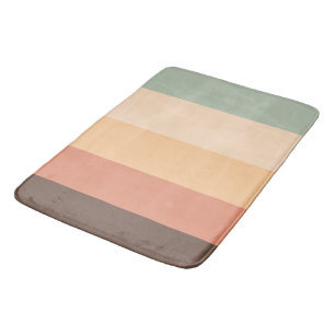Brown, green, yellow and orange stripes bath mat
