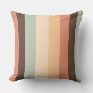 Brown, green, yellow and orange stripes cushion