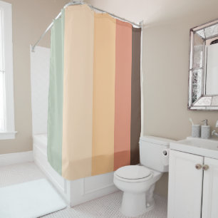 Brown, green, yellow and orange stripes shower curtain