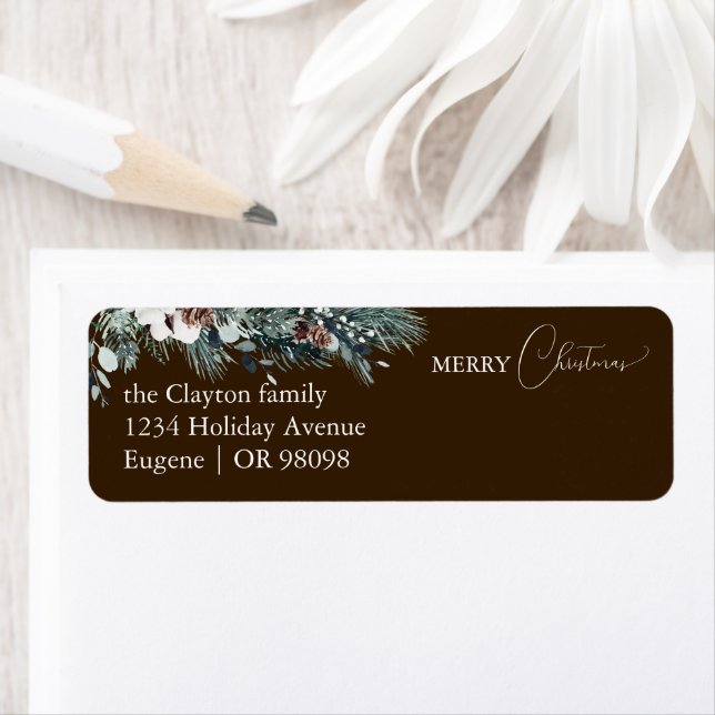 Brown Greenery Vintage Christmas Address (Insitu)