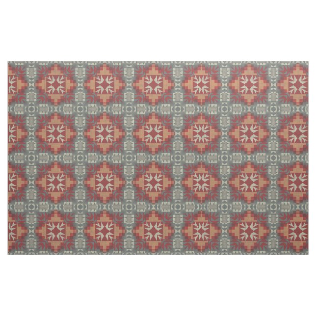 Brown Grey Dark Red Orange Taupe Beige Ethnic Look Fabric (Fat Quarter)