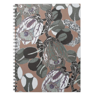 Brown grey floral pattern notebook