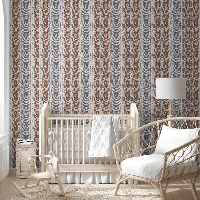 Brown Grey Modern Peel and Stick Wallpaper (Kids)