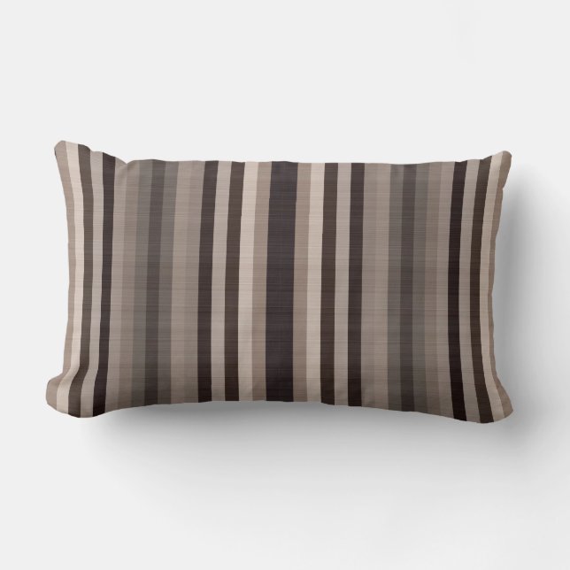 Brown Grey Stripes Lumbar Cushion (Front)