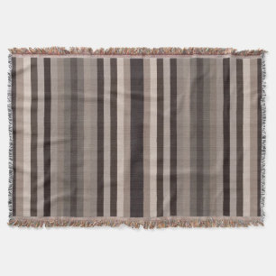 Brown Grey Stripes Throw Blanket