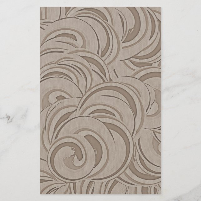 Brown Grey Swirls Pattern Stationery (Front)