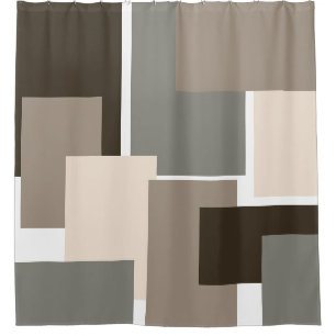 Brown, Grey, Taupe and Ivory Rectangles  Shower Curtain
