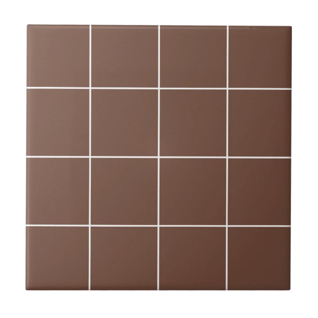 Brown Grid Checkered Modern Simple Elegant Tile (Front)