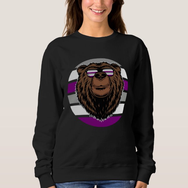 Brown Grizzly Bear Asexual Pride Flag Nature Adven Sweatshirt (Front)