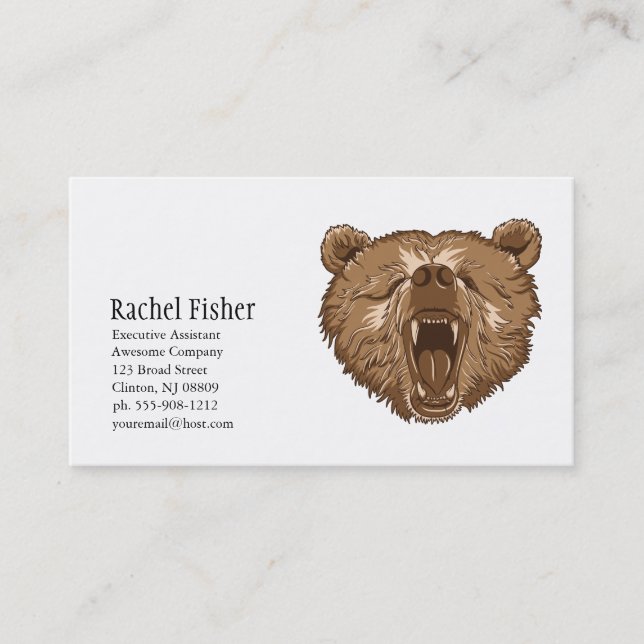 Brown Grizzly Bear Business Cards (Front)