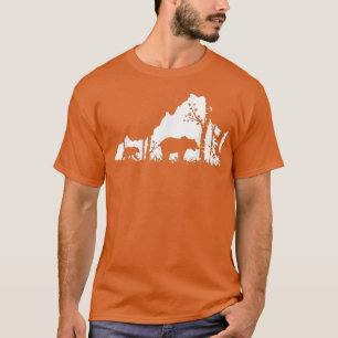 Brown Grizzly Bear Hunting - Virginia map Hunter  T-Shirt