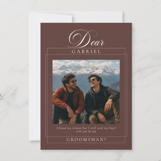 Brown Groomsman Proposal Request Message Card (Front)
