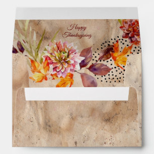 Brown Grunge Fall Floral Wreath Thanksgiving Envelope