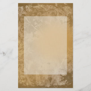 Brown Grunge Floral Stationery