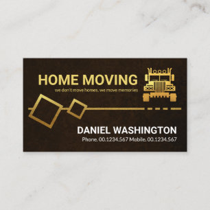 Brown Grunge Gold Moving Box Logistics Driver Business Card