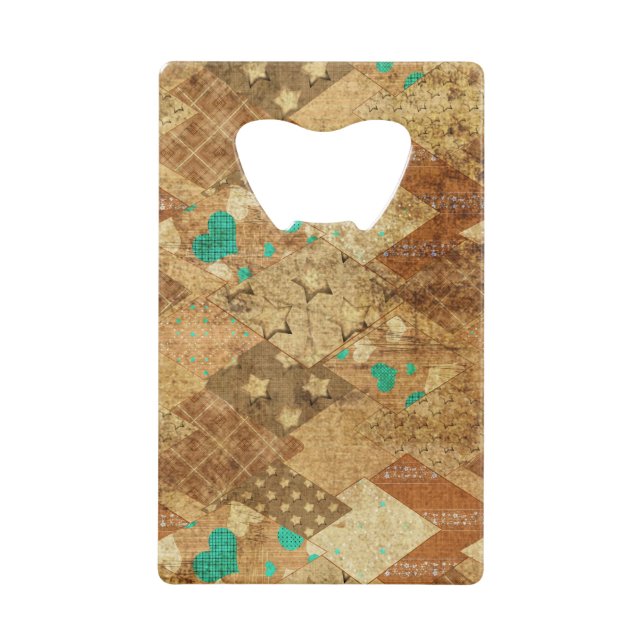 Brown Grunge Quilt Stars Hearts (Front)