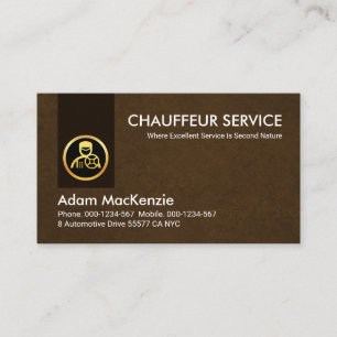 Brown Grunge Tab Gold Chauffeur Business Card
