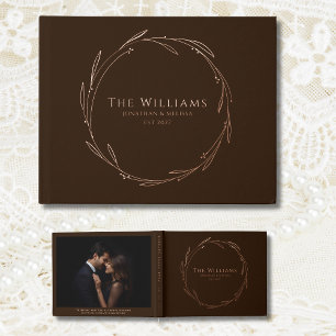 Brown Guest Book Wreath Foil Guestbook Bible Quote