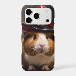 Brown Guinea Pig Wearing A Fireman's Hat,