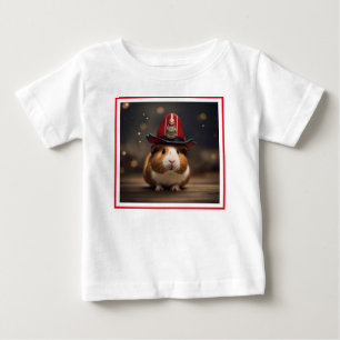 Brown Guinea Pig Wearing A Fireman's Hat, Baby T-Shirt