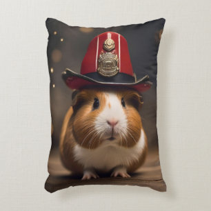 Brown Guinea Pig Wearing A Fireman's Hat, Decorative Cushion