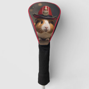 Brown Guinea Pig Wearing A Fireman's Hat, Golf Head Cover