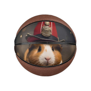 Brown Guinea Pig Wearing A Fireman's Hat, Mini Basketball