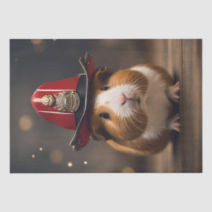 Brown Guinea Pig Wearing A Fireman's Hat, Tissue Paper