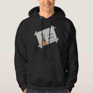 brown guitar music with i love music lettar hoodie