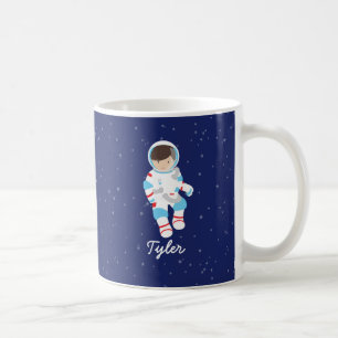 Brown Hair Astronaut in Space Coffee Mug
