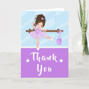 Brown Hair Ballerina Purple Birthday Thank You Car