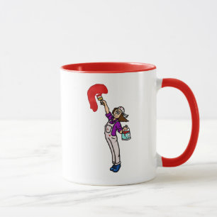 Brown Hair Female Painter Name Mug