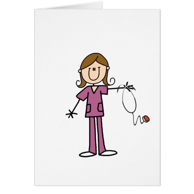 Brown Hair Female Stick Figure Nurse (Front)
