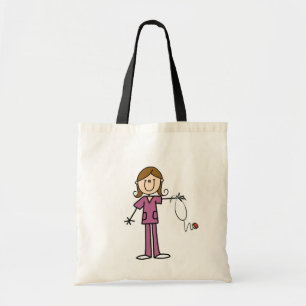 Brown Hair Female Stick Figure Nurse Tote Bag
