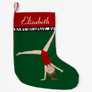 Brown Hair Gymnast Personalised Christmas Small Christmas Stocking