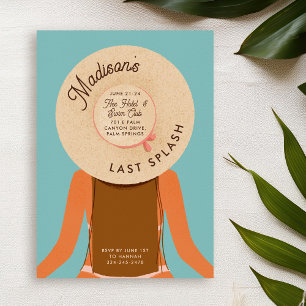 Brown Hair Last Splash Bachelorette Pool Party Invitation