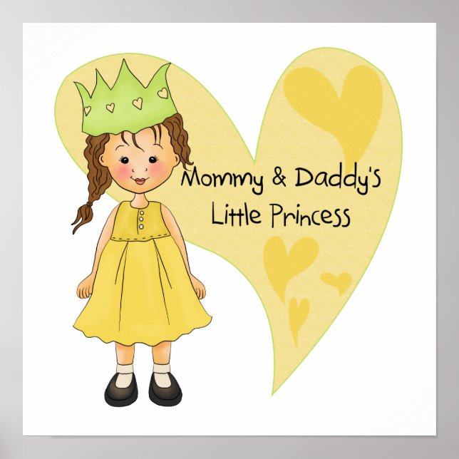 Brown Hair Mummy and Daddy's Princess Poster (Front)