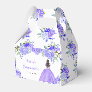 Brown Hair Princess Purple Floral Quinceanera Favour Box