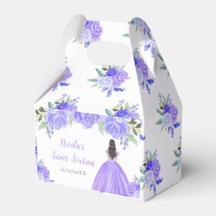 Brown Hair Princess Purple Floral Sweet Sixteen Favour Box