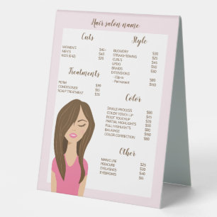 Brown Hair Woman Drawing Custom Hair Salon Menu