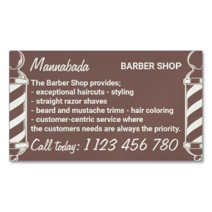 Brown hairdresser barber haircare for men Magnetic business card