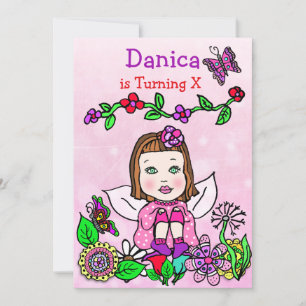 Brown Haired Fairy Birthday Invitation
