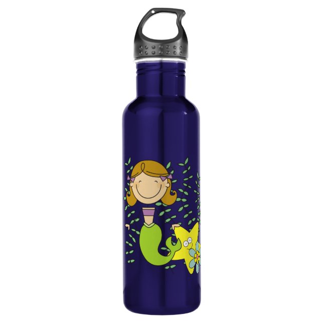 Brown Haired Mermaid 710 Ml Water Bottle (Front)